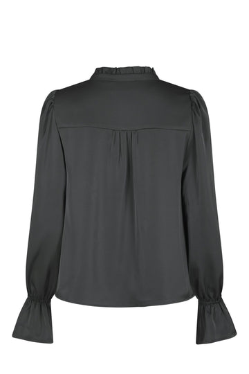 Amara Drapy Satin Blouse - Antracit