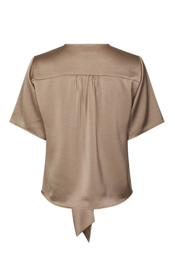 Casadia Heavy Sateen Blouse - Dark Taupe