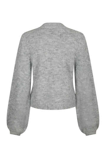 Gio Fluffy Knit Cardigan - Grey Melange