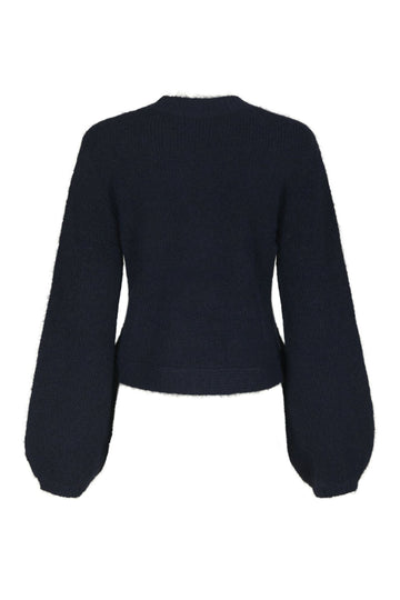 Gio Fluffy Knit Cardigan - Navy