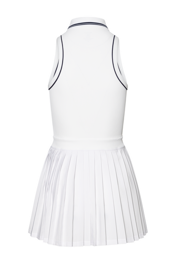 Src Pleated Polo Dress - White