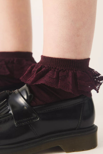 Frill Socks - Burgundy