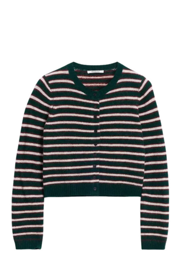 Mia Stripe Cardigan - Green Stripe