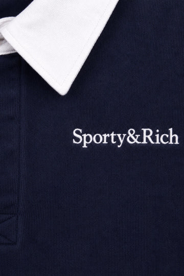Serif Logo Embroidered Polo - Dark Navy/white