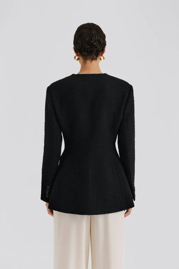 Carol Fitted Boucle Blazer - Black