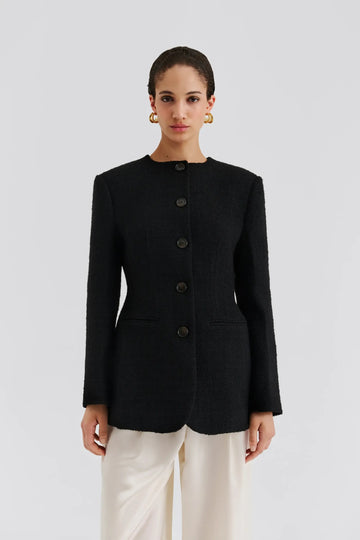 Carol Fitted Boucle Blazer - Black