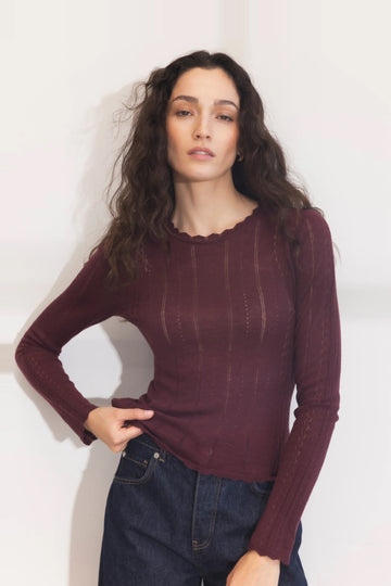 Safir Knit Top - Deep Plum