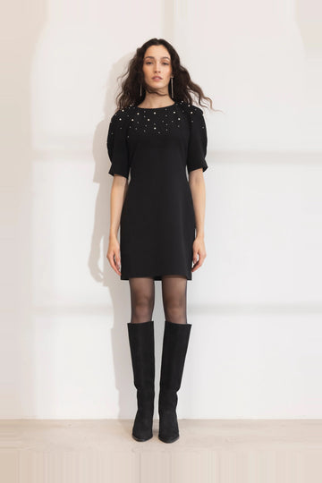 Tava Pearl Dress - Black