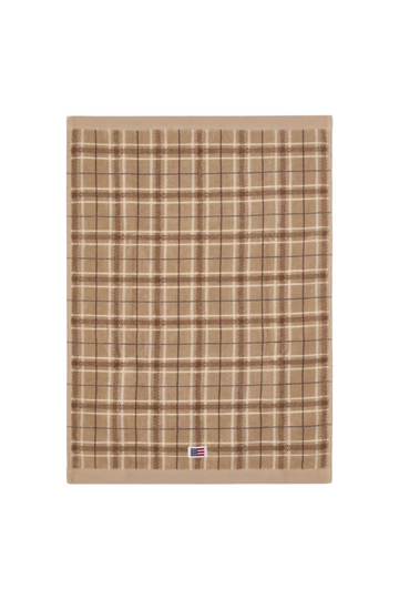 2 Pk Checked Towel 50x70 - Beige/Gray