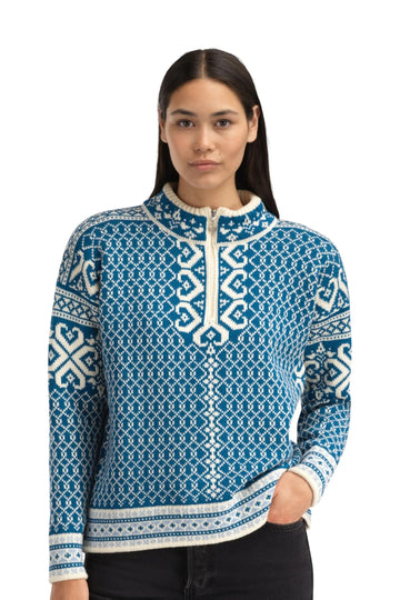 Leknes Fem Sweater - Arctic Blue Offwhite
