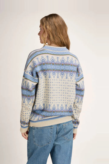 Albertville Fem. Sweater - Offwhite Blue Shadow