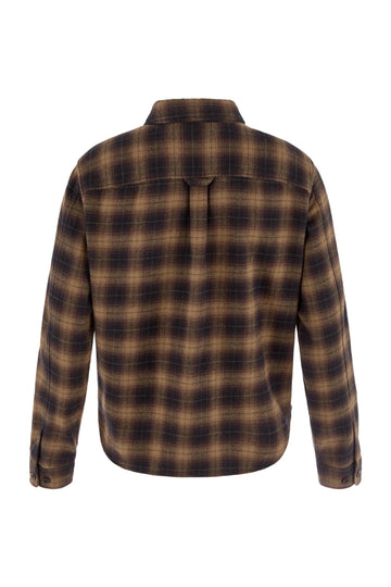 Övik Boxy Flannel Shirt W - Black-Wood Brown