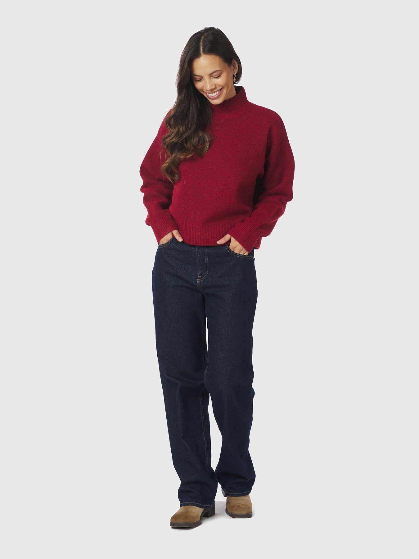 Paulina Knit Blouse - Dark Red