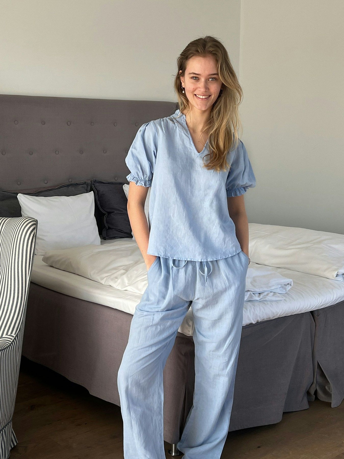 Odesa Linen Blouse - Light Blue