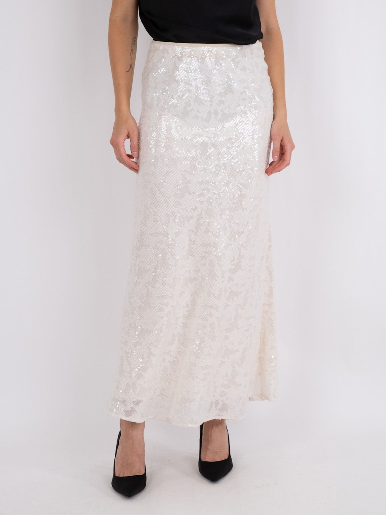 Vicky Sequins Skirt - Ivory