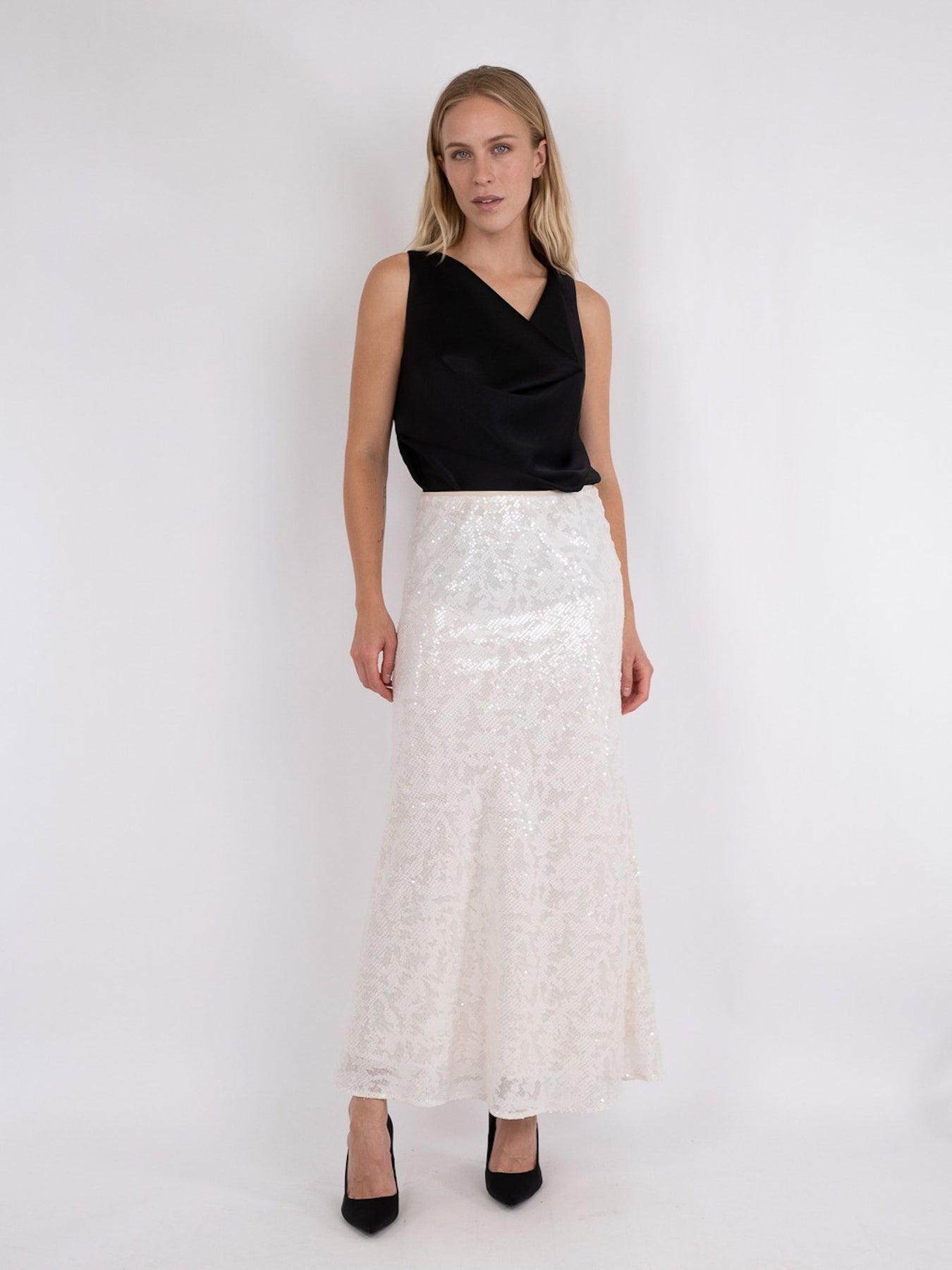Vicky Sequins Skirt - Ivory