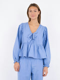 Bessie C Poplin Blouse - Light Blue