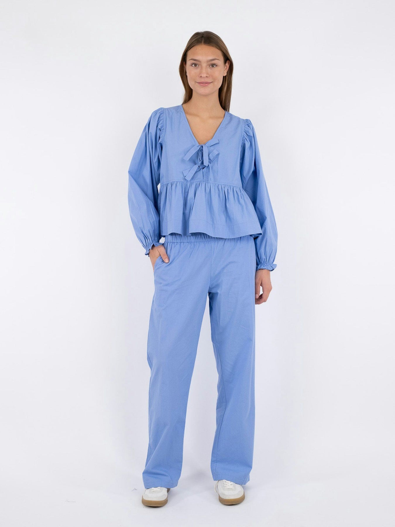 Bessie C Poplin Blouse - Light Blue