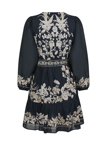 Dorna Printed Voile Dress - Navy