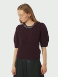 Maia Stone Knit Blouse - Wine
