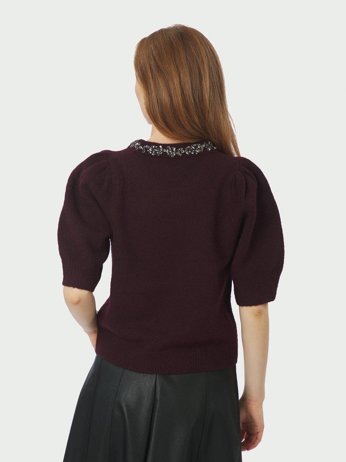 Maia Stone Knit Blouse - Wine
