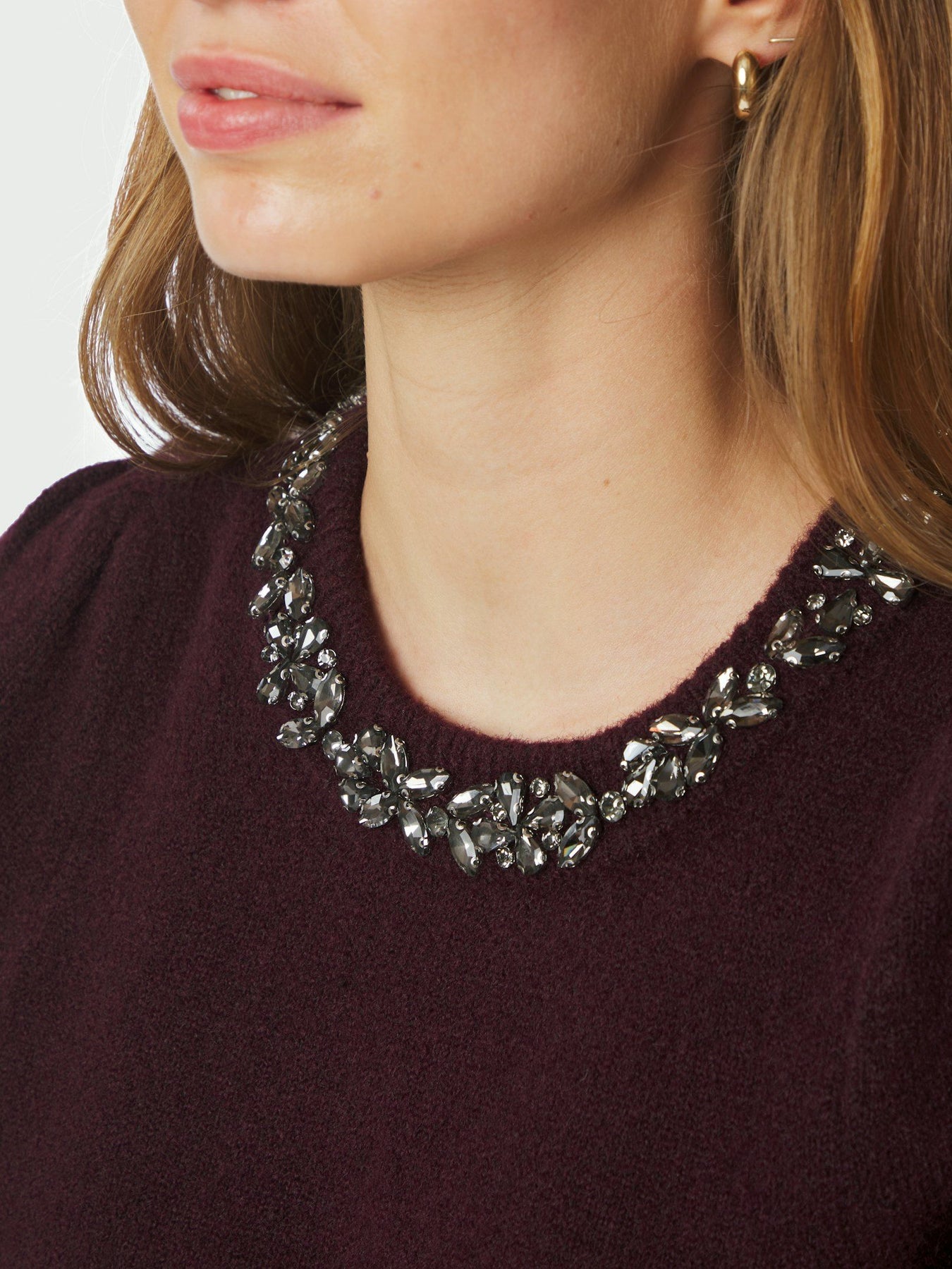 Maia Stone Knit Blouse - Wine