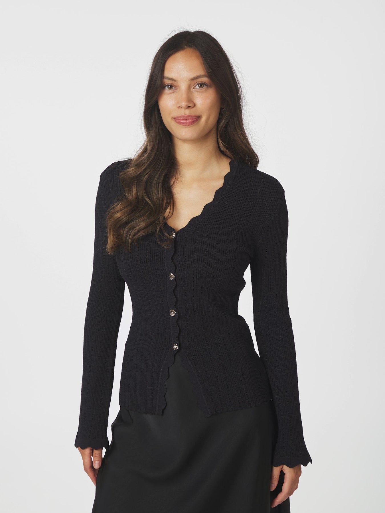 Clara Stitch Knit Blouse - Dark Navy