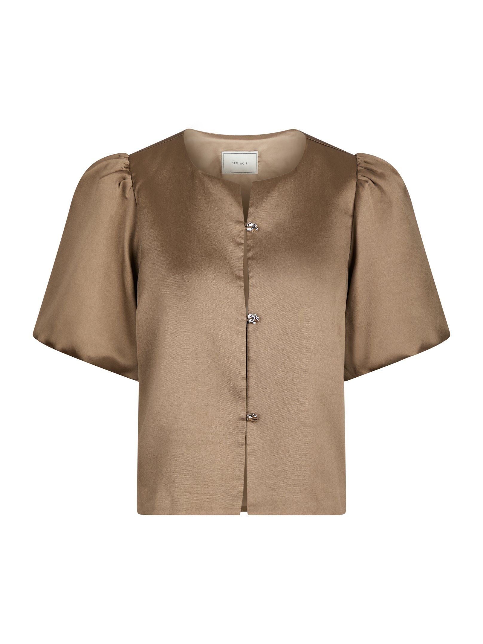 Neo Noir - Bluser & skjorter - Aisa Dull Satin Blouse - Dark Taupe ...