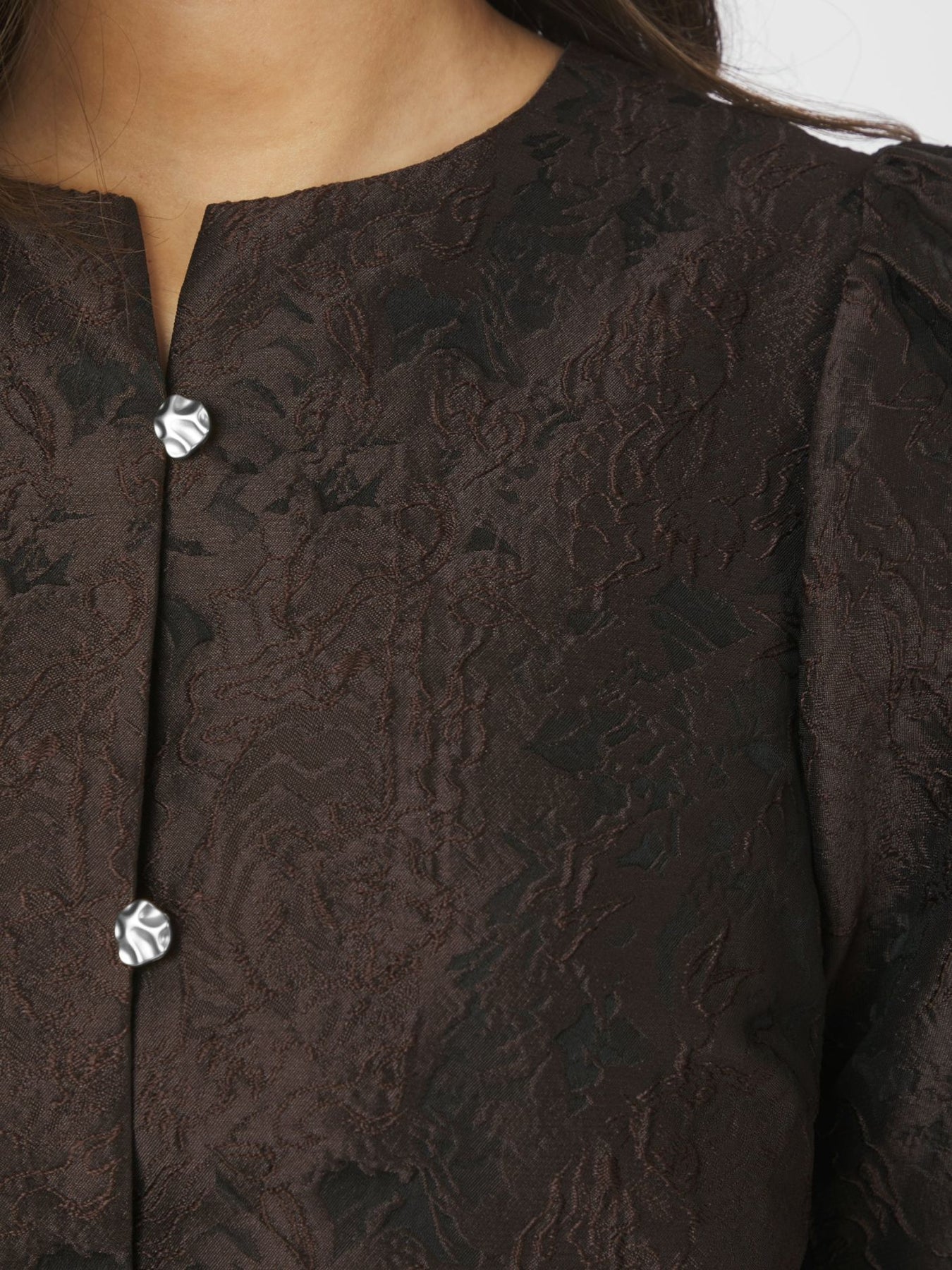 Aisa Brocade Blouse - Dark Brown