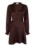 Colbie Heavy Sateen Dress - Burgundy