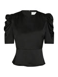 Benua Heavy Sateen Blouse - Black