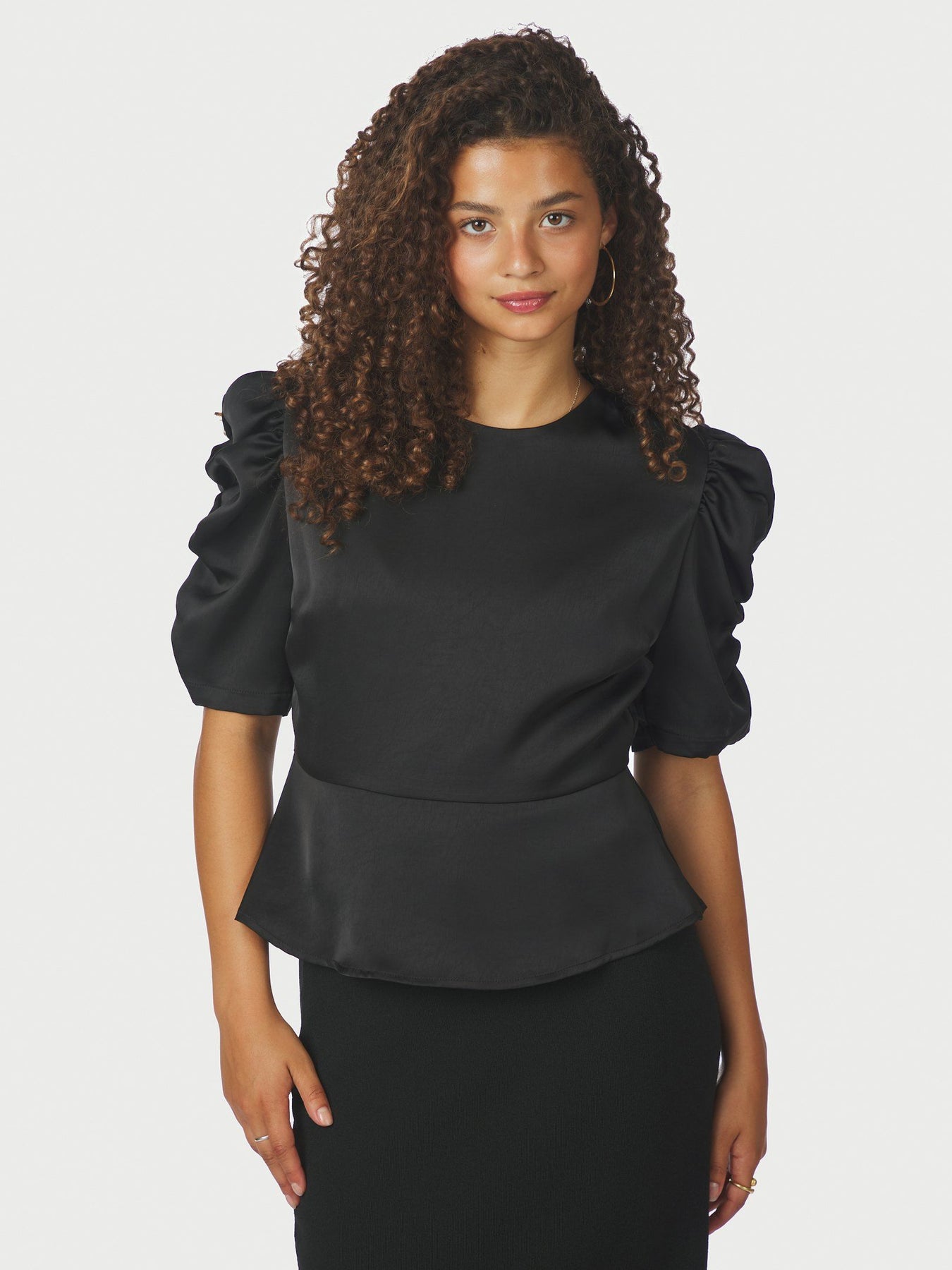 Benua Heavy Sateen Blouse - Black
