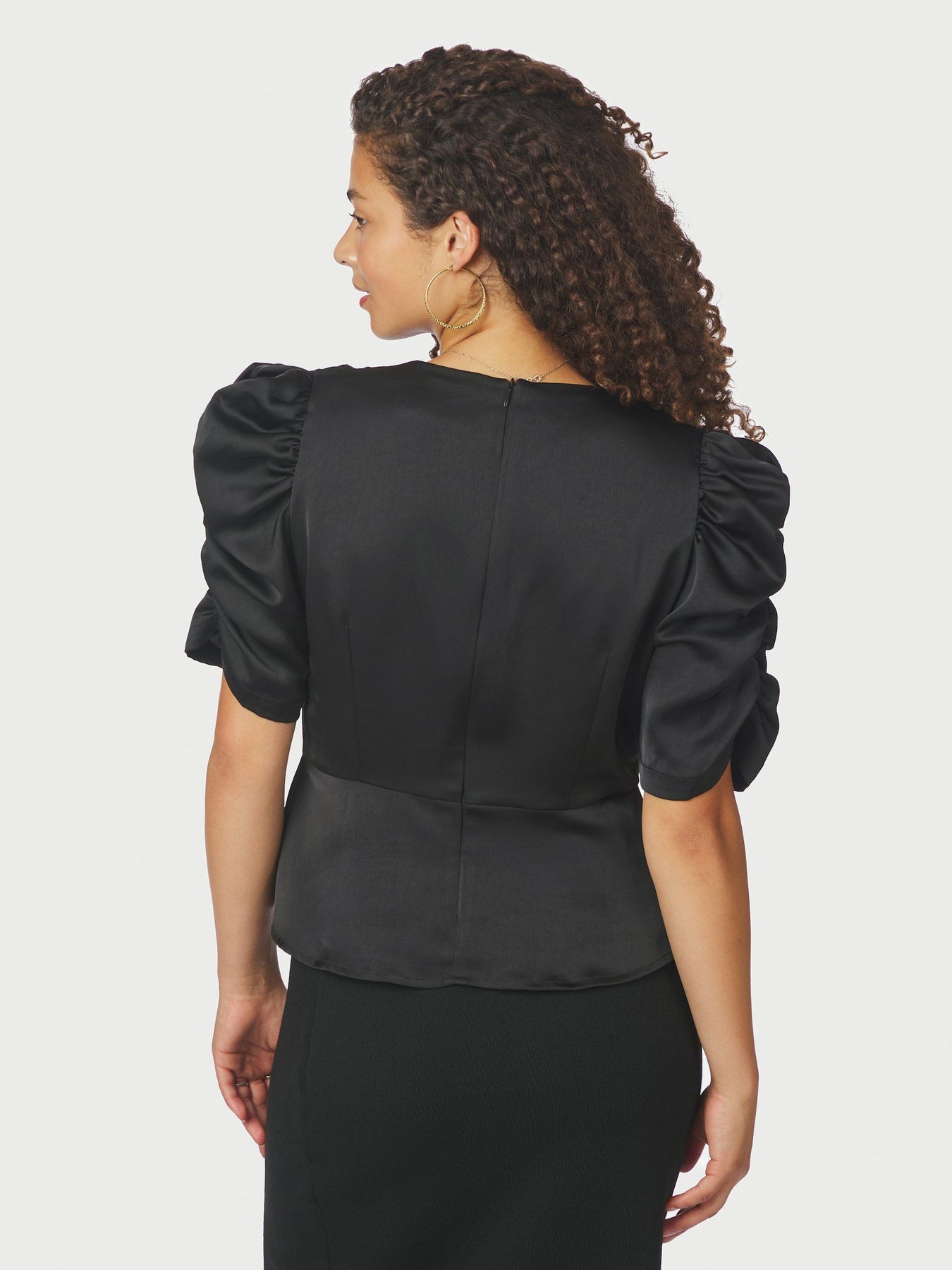 Benua Heavy Sateen Blouse - Black