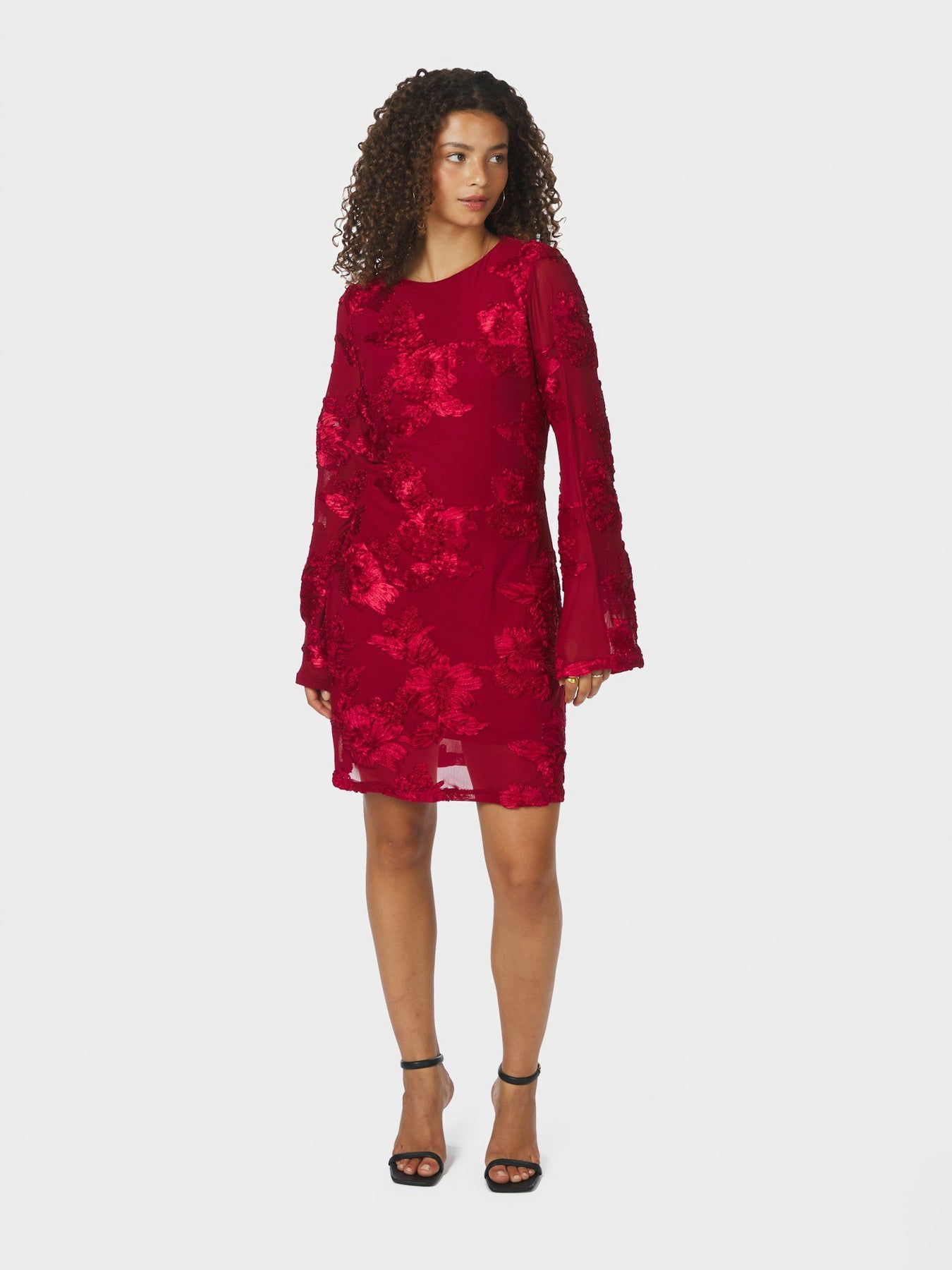 Dirina Big Flower Mesh Dress - Red