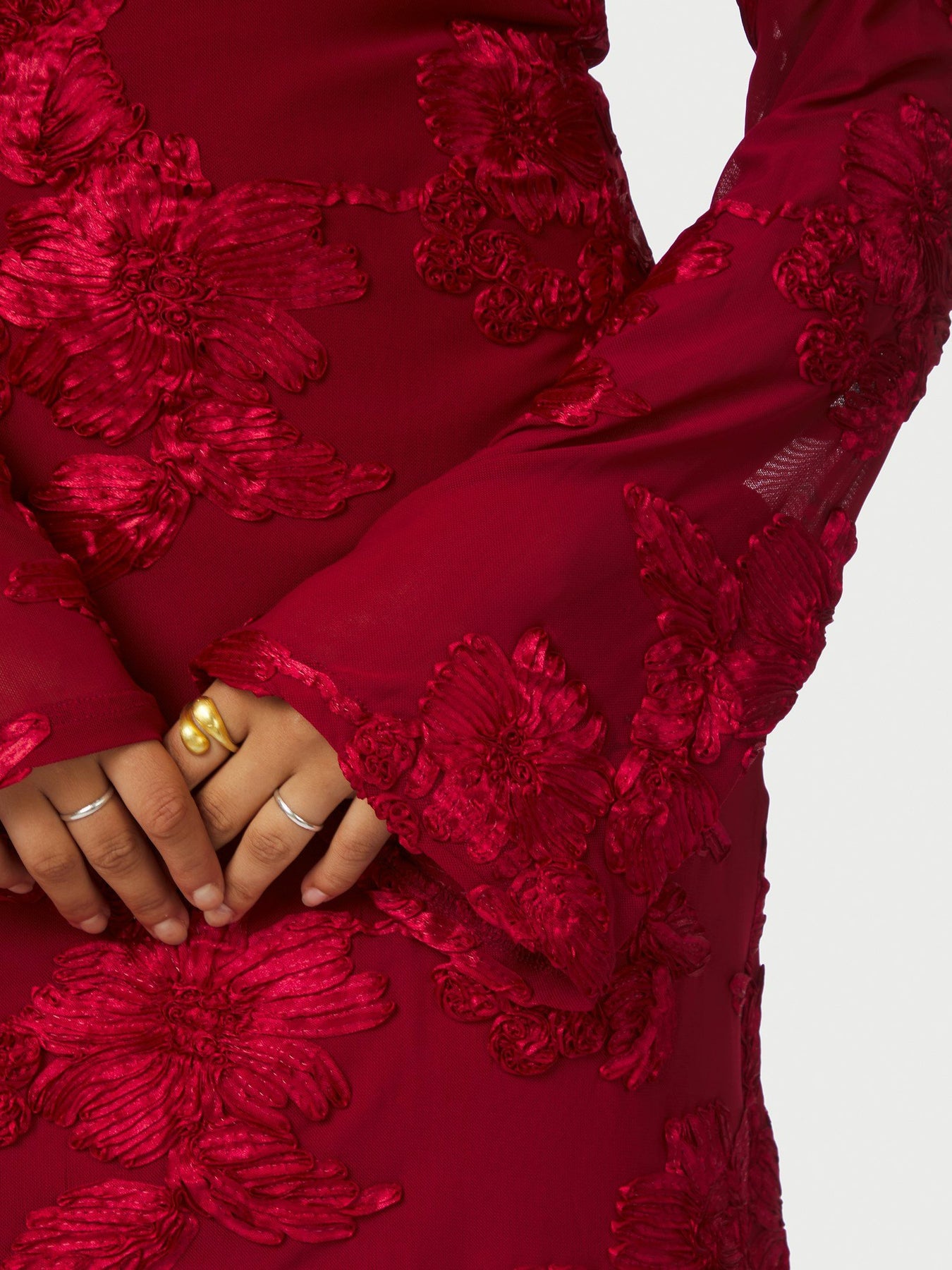 Dirina Big Flower Mesh Dress - Red