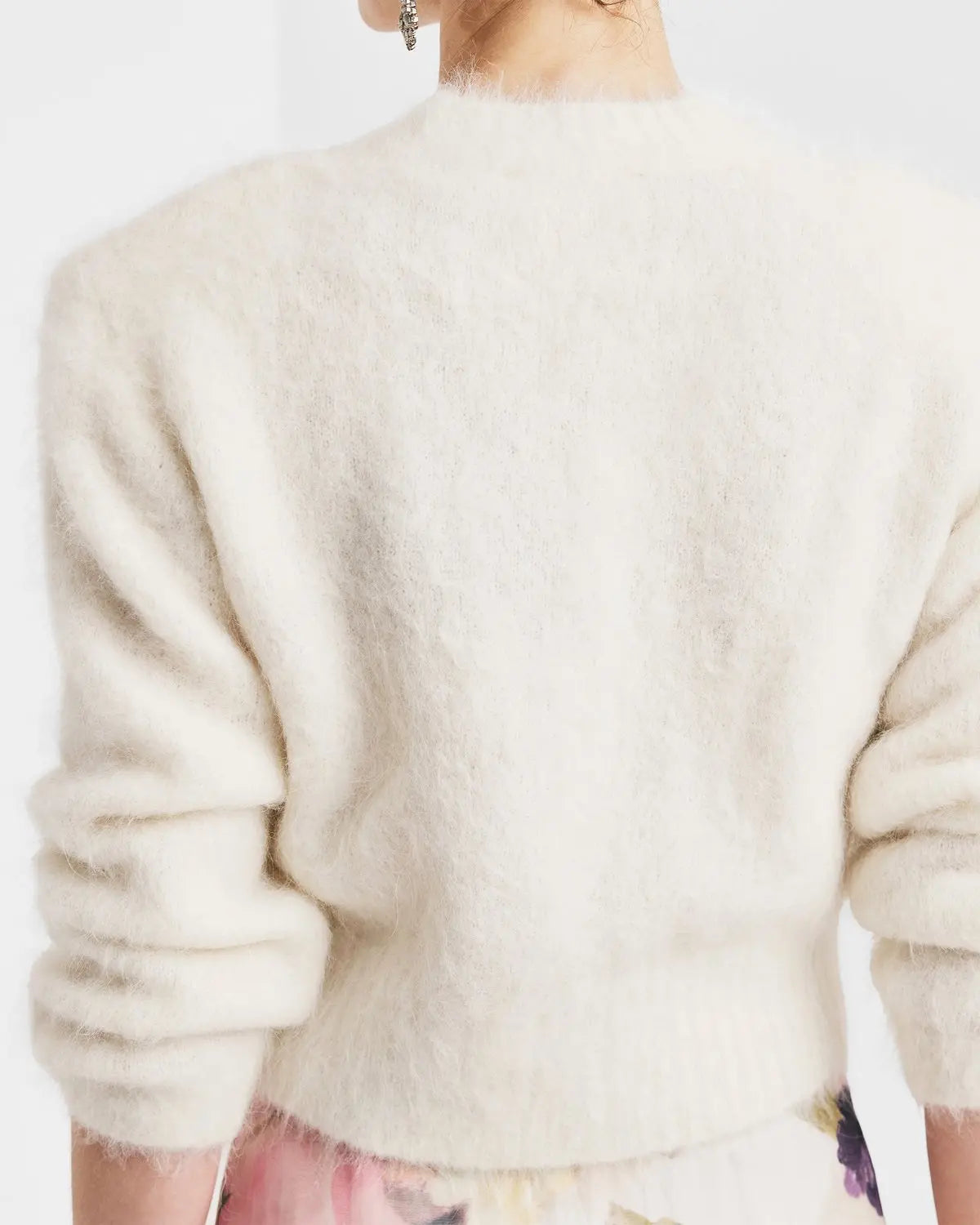 Hairy Knit Fitted Sweater - Off White