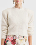 Hairy Knit Fitted Sweater - Off White