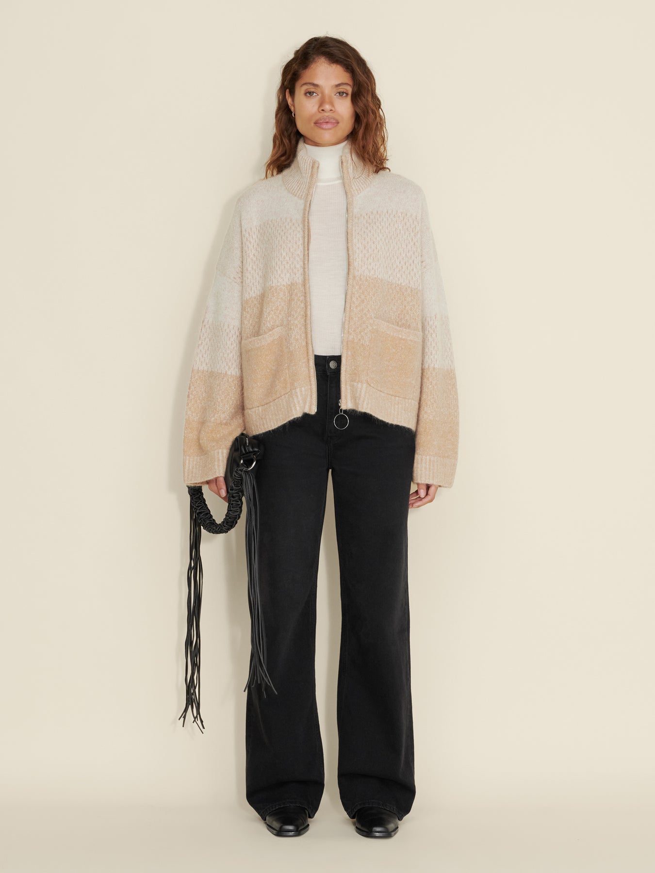 Tine Knit Cardigan - Sand Mix