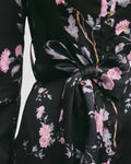 Satin Belt Dress - Midnight Garden