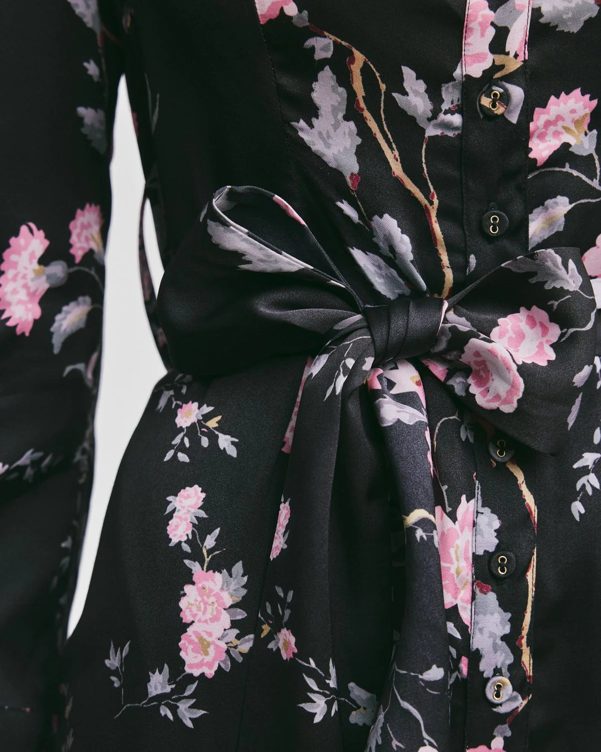 Satin Belt Dress - Midnight Garden