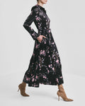 Satin Belt Dress - Midnight Garden