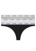 3 Pack Thong (Low-Rise) - Black/White/Grey Heather