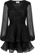 Jade Wave Plisse Dress - Black
