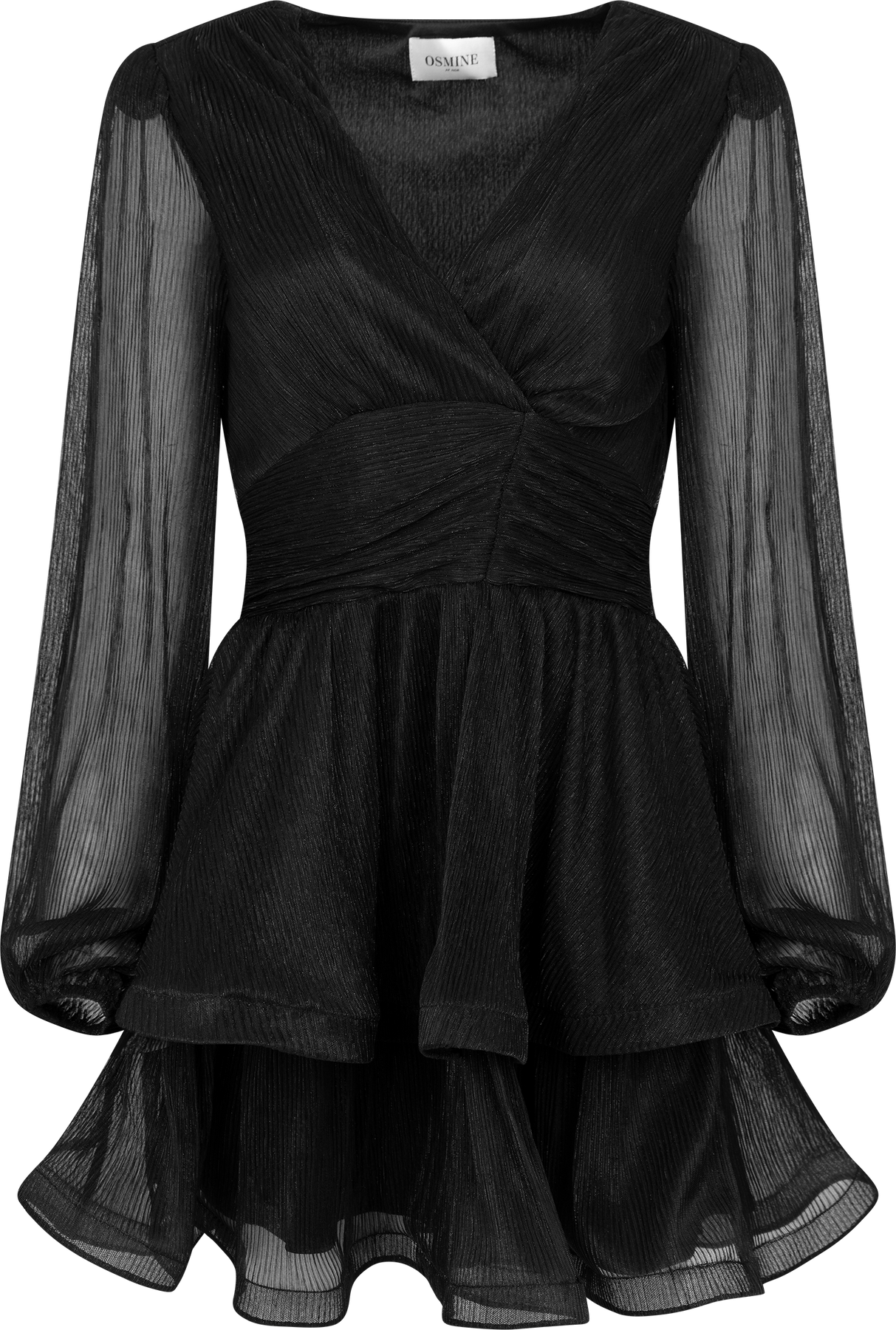 Jade Wave Plisse Dress - Black