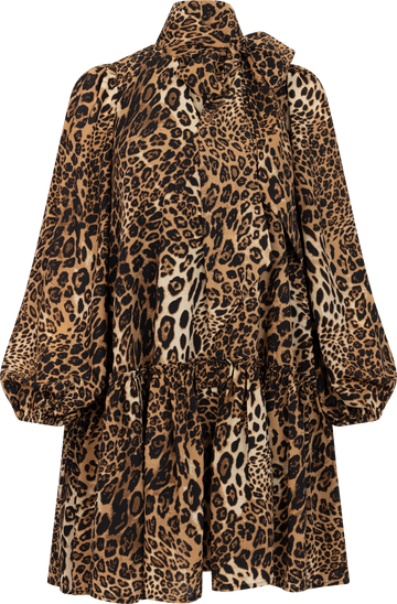 Jofrid Bow Mini Dress - Leopard