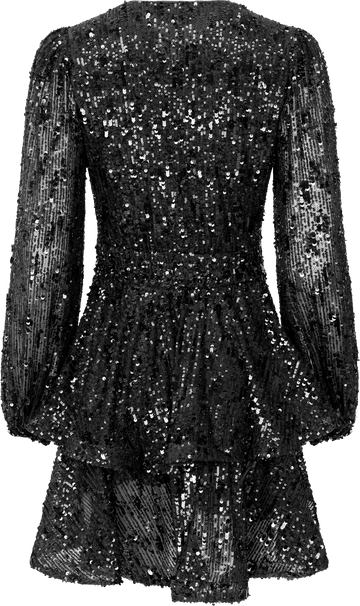 Jade Wave Sequins Solid Dress - Black