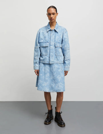 Art Denim Stelly Skirt - Light Denim/Ink Flower Aop