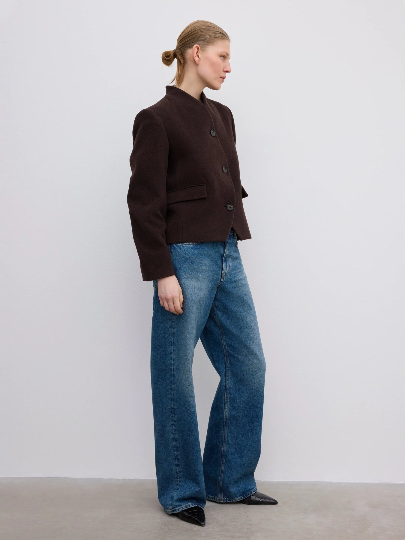 Short Curved Jacket - Chocolate Brown