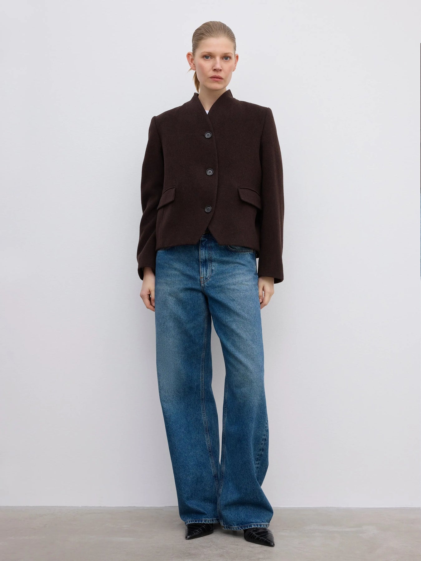 Short Curved Jacket - Chocolate Brown