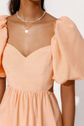 Louisa Pouf Sleeve Cut Out Mini Dress - Apricot